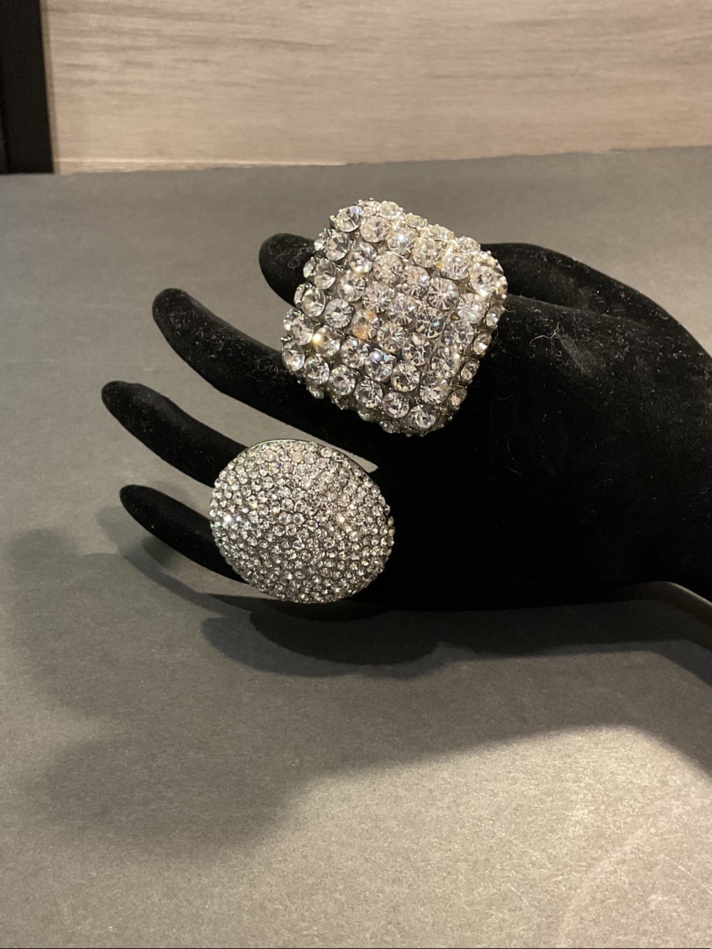 Crystal Pavé Statement Rings - Silver Sparkle